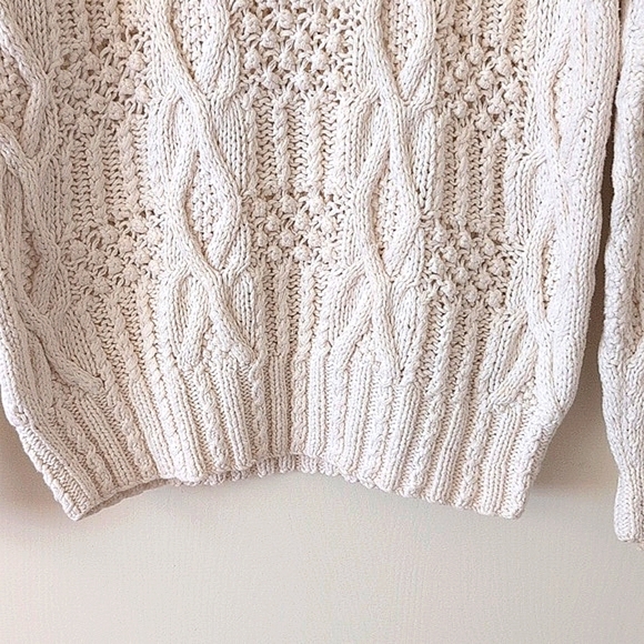 Vintage Hunt Club Womens Small Cable Knit Sweater White Beachy Cottage Coastal - Picture 2 of 8